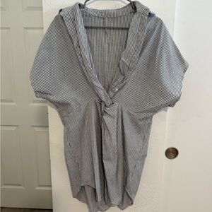 Anthropologie Black and White Striped Button Down Shirt Dress